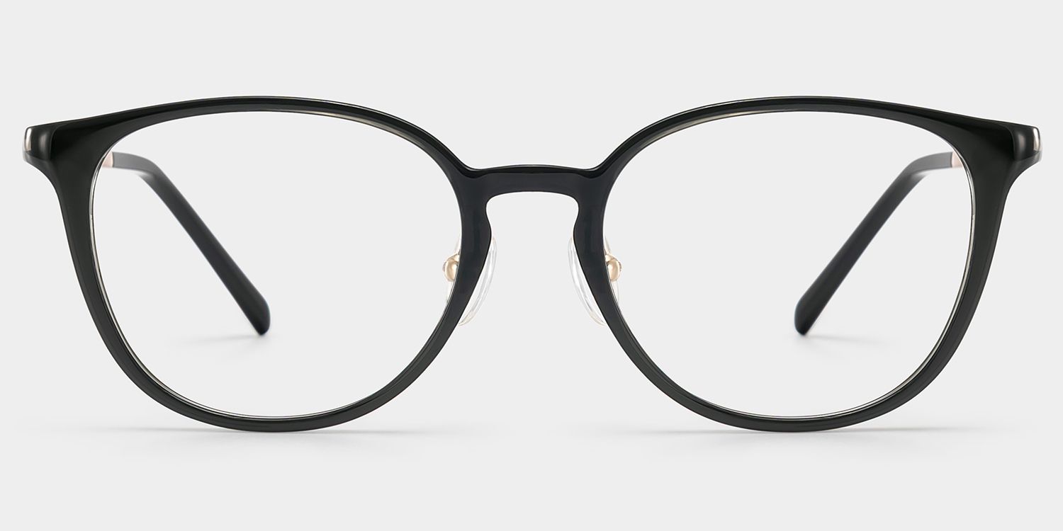 Amanda Rectangle Black Frame Glasses with Gold Trim | ZEELOOL