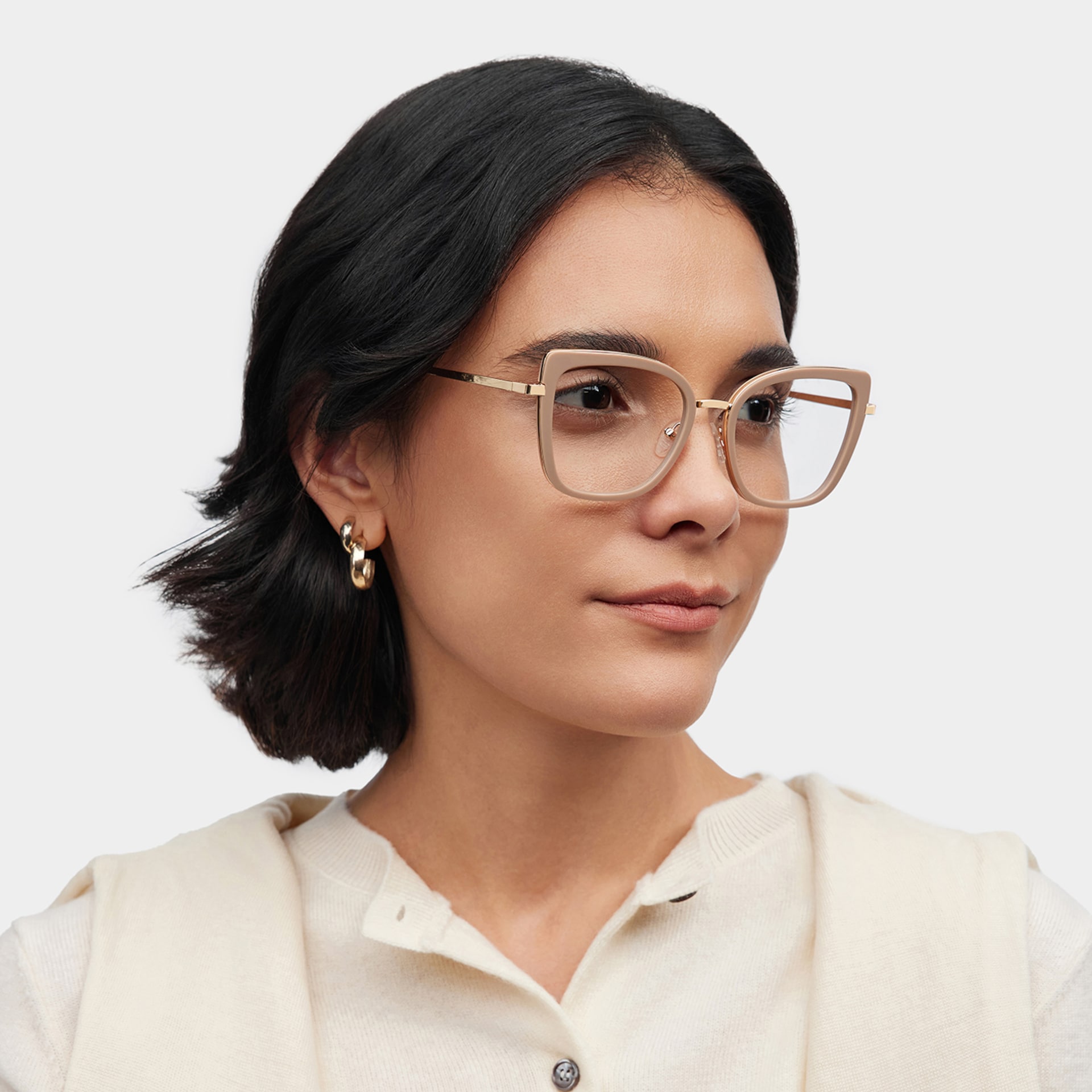 Leila Champagne Frame Glasses with Butterfly Frame Online | ZEELOOL1