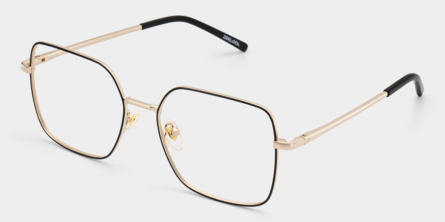 Abigail Black Thin Metal Frame Glasses with Square Shape | ZEELOOL2
