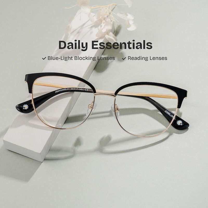 ZEELOOL Lacey Browline Black Glasses