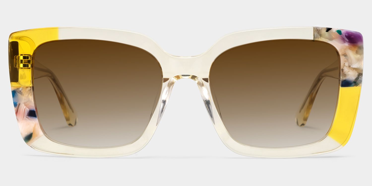 Palma Square Style Yellow Frame Sunglasses | ZEELOOL0