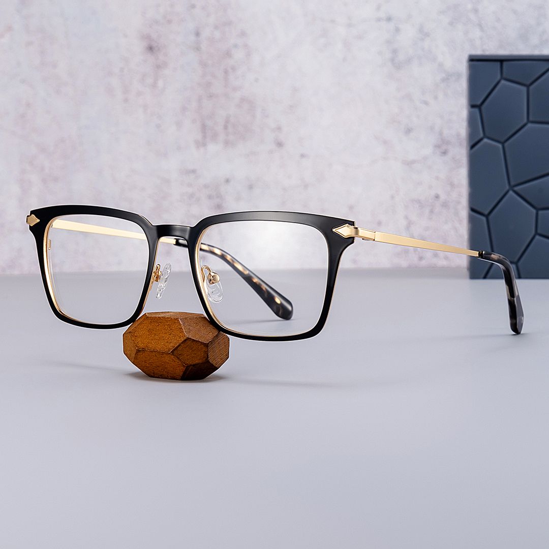 Black Color Chaney Rectangle Prescription Glasses | Zeelool0