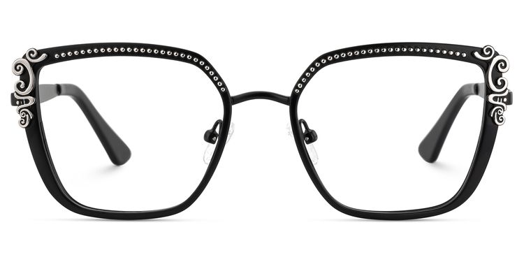 Frieze Rectangle Black Glasses