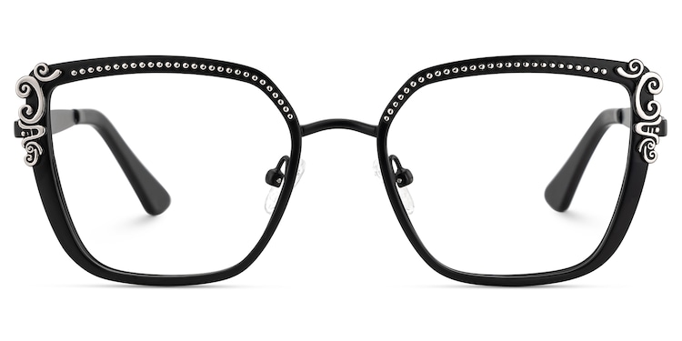 Frieze Rectangle Black Glasses