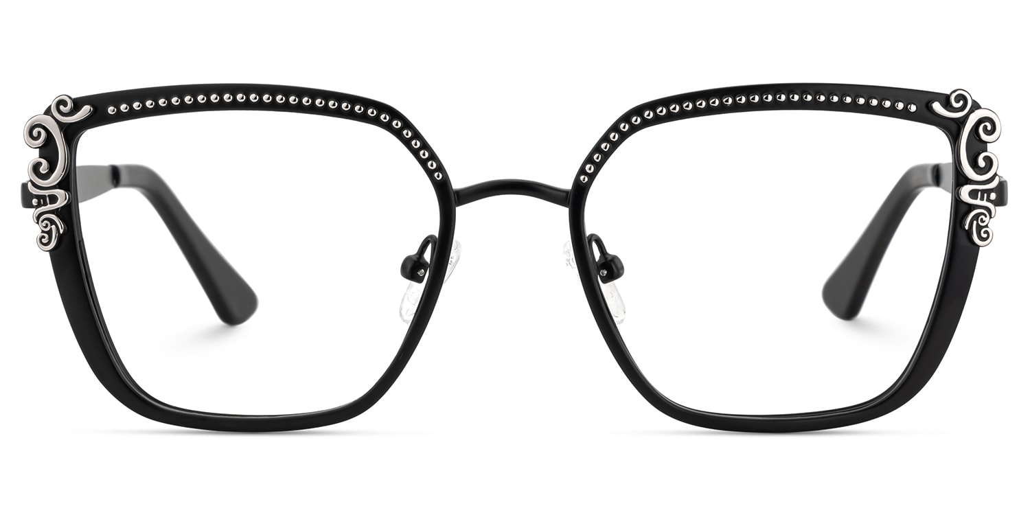 Frieze Rectangle Black Glasses
