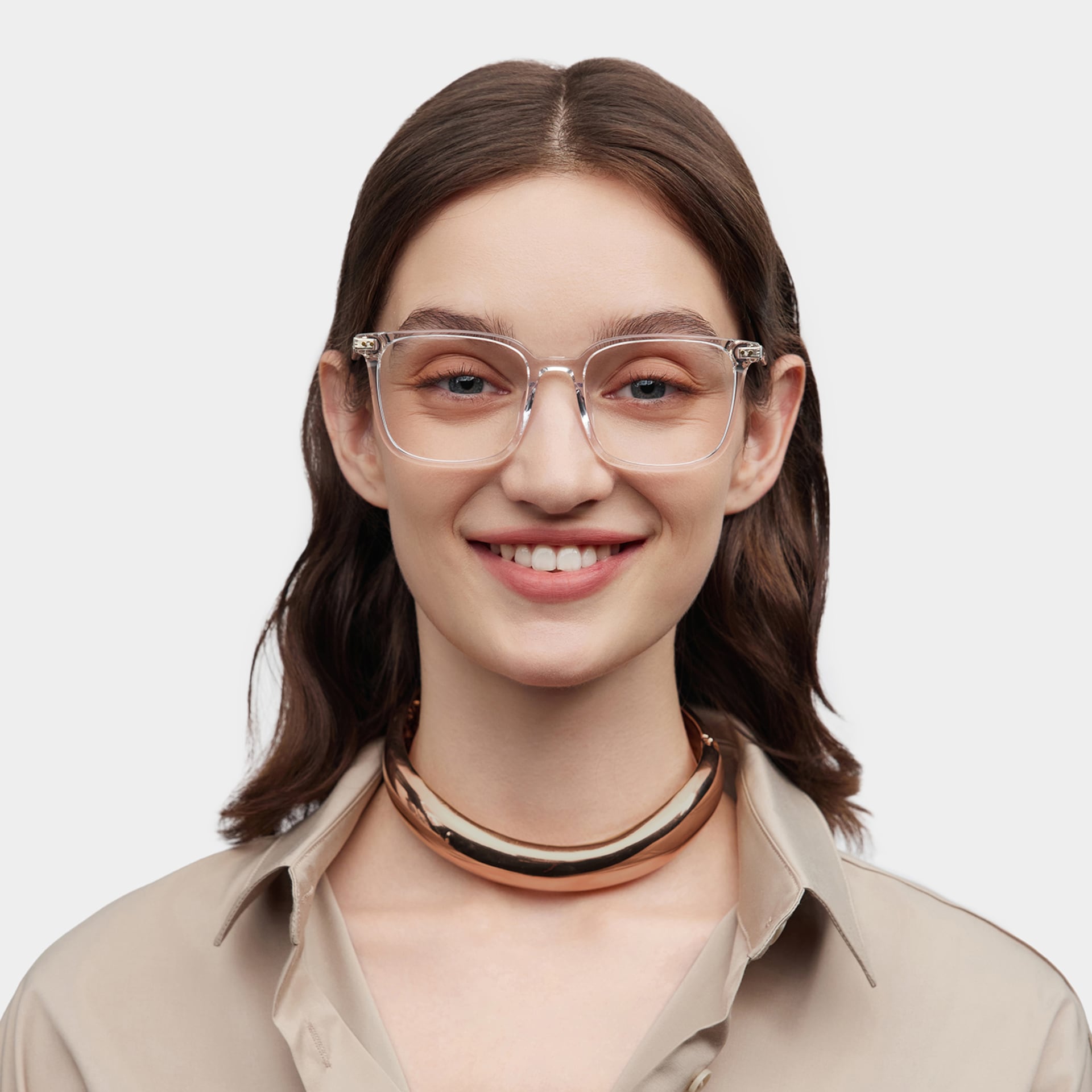 Zoe Crystal Frame Glasses with Square Frame Online | ZEELOOL0