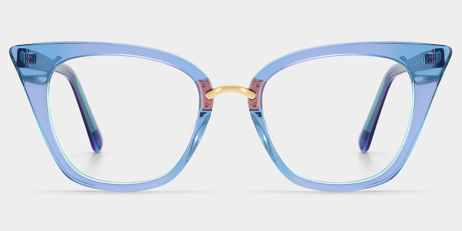 Martha Cat Eye Light-Blue Glasses | Zeelool Glasses0