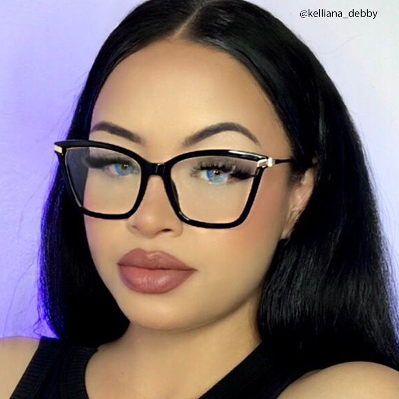 Stephens Cateye with Black Glasses Oversized Frames | Zeelool6