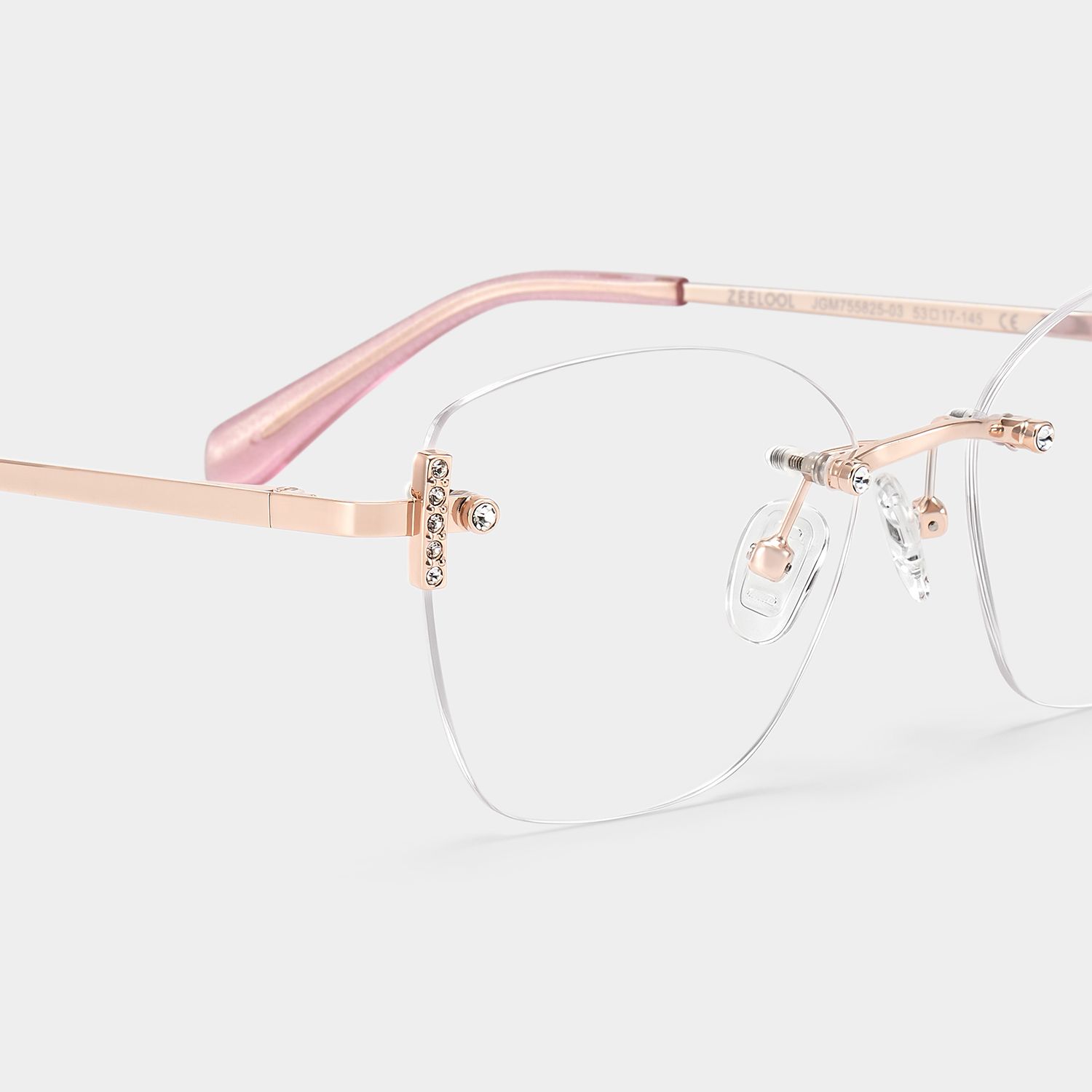 Jaxon Rimless Pink Rectangle Eyeglasses for Women | ZEELOOL5