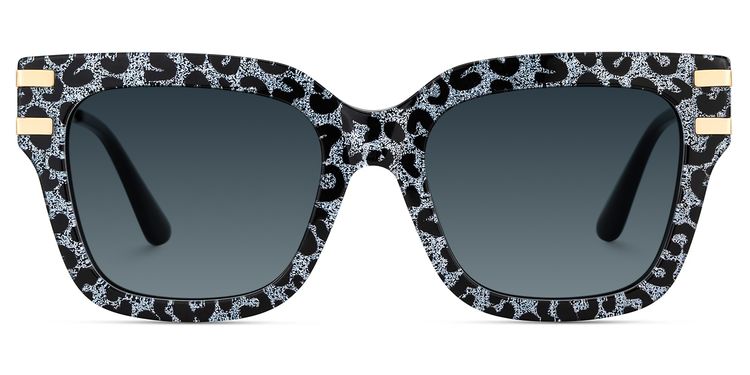 Lidia Square Gray Leopard Sunglasses