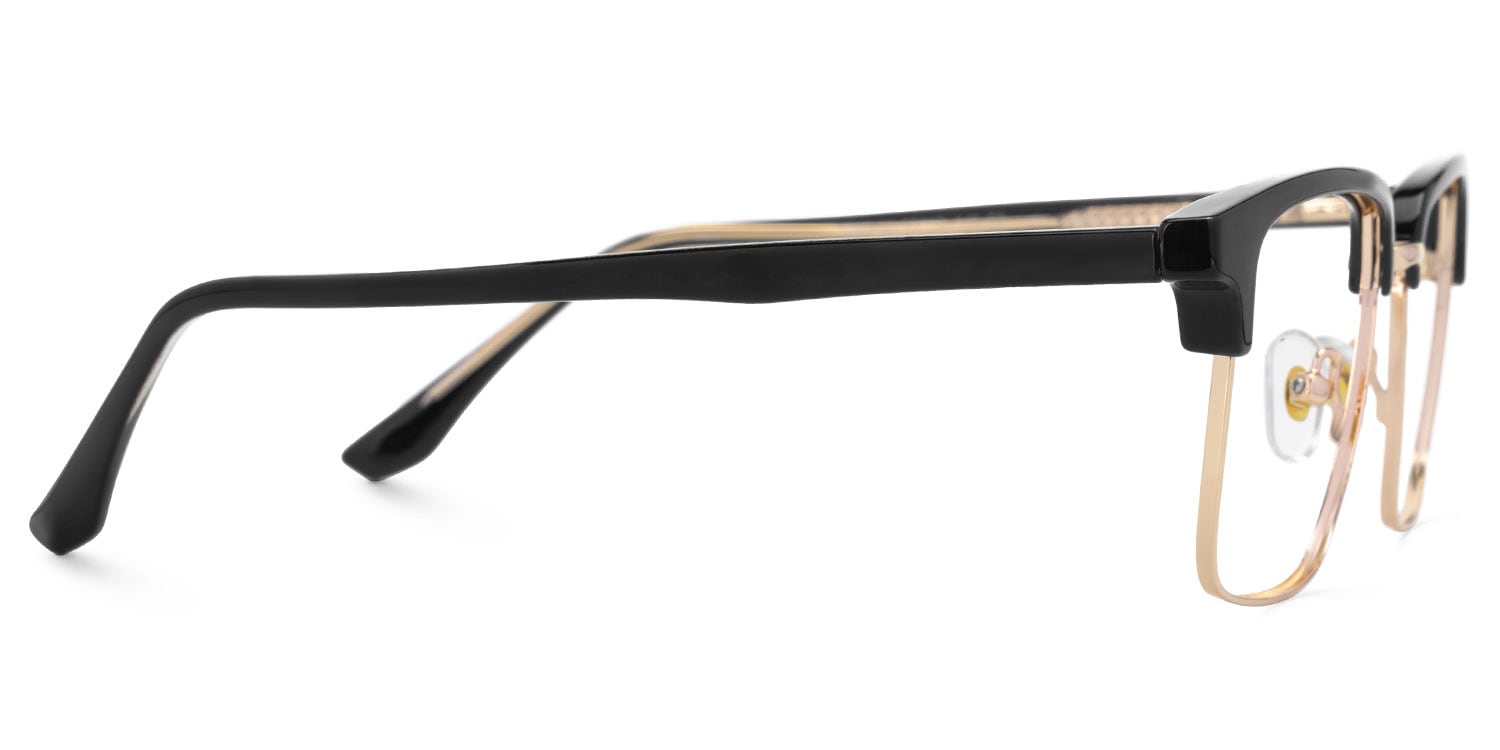 Adjustable Nose Pads Booker Eyeglasses, Booker Black-Gold Glasses -Zeelool