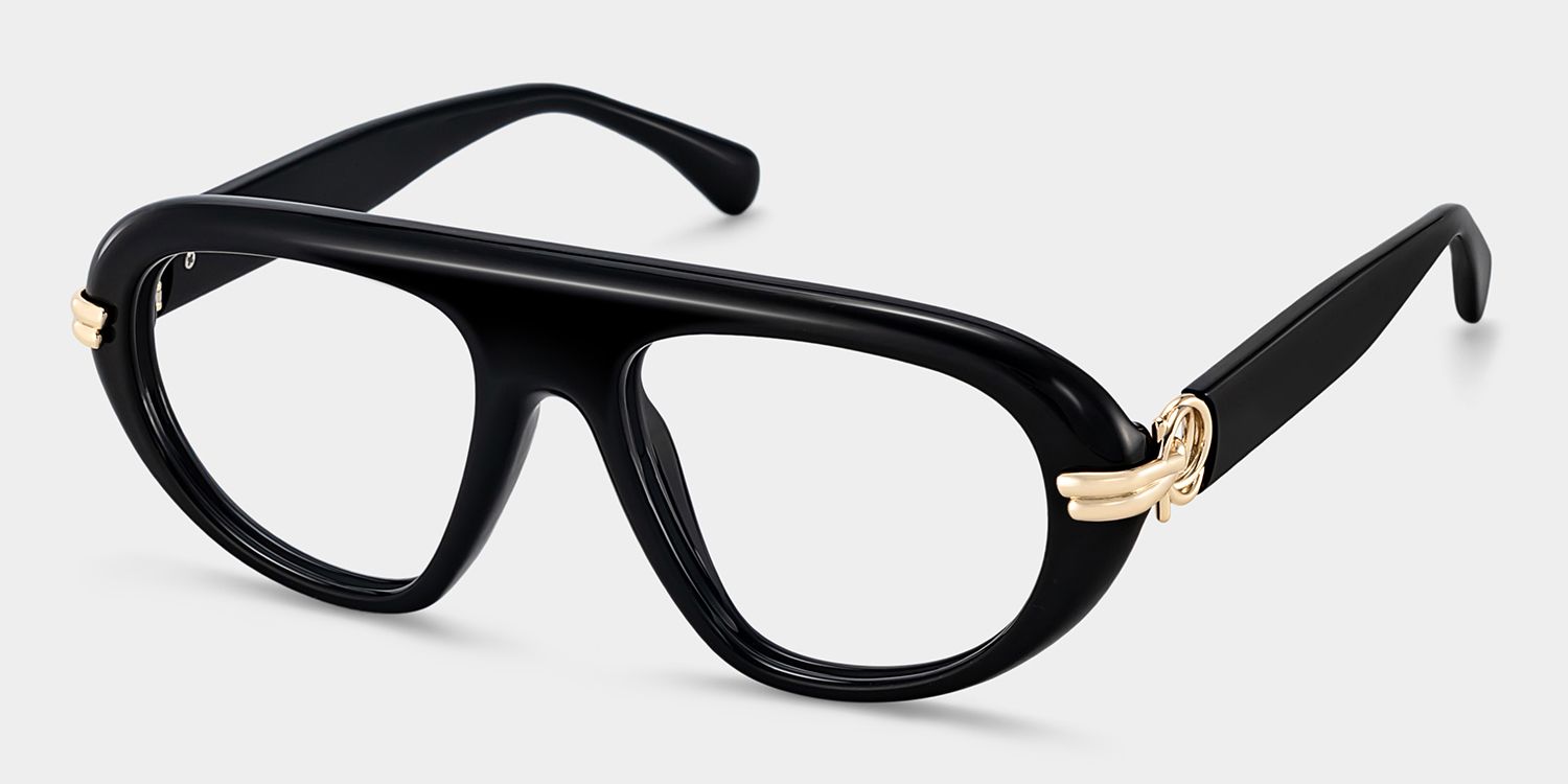 Buy Aveline Black Aviator Thin Frame Glasses Online | ZEELOOL2