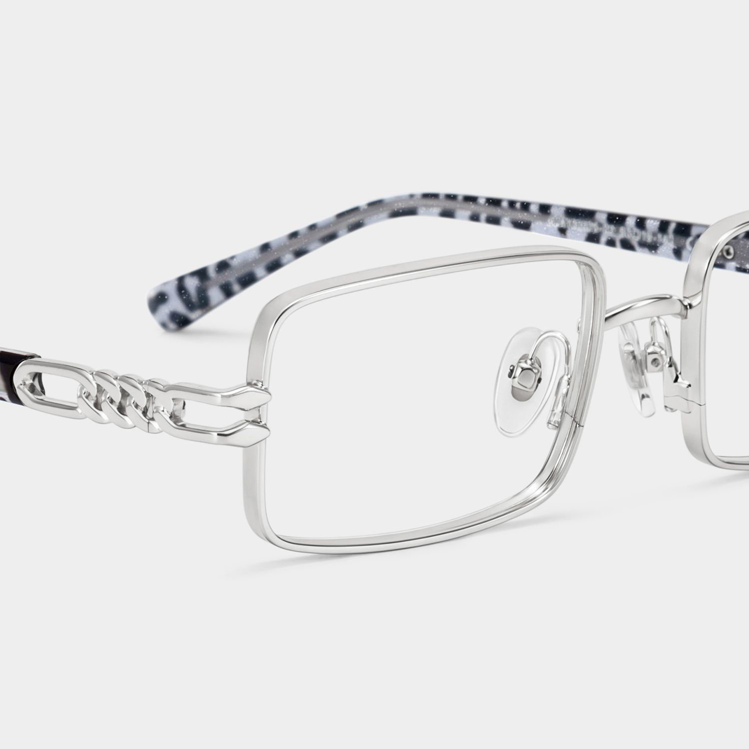 Olivia Silver Rectangle Glasses | ZEELOOL5
