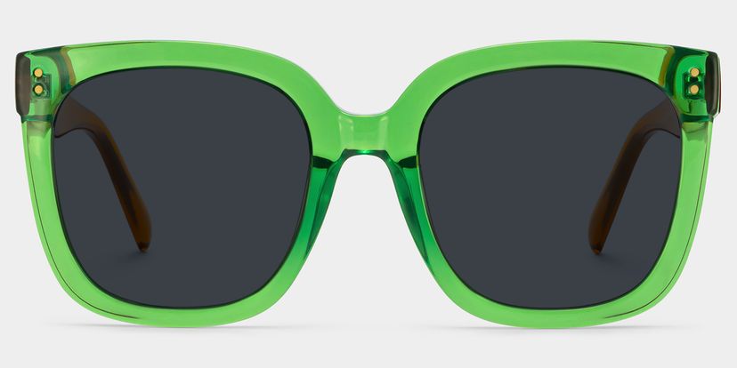 Ebony Square Green Glasses