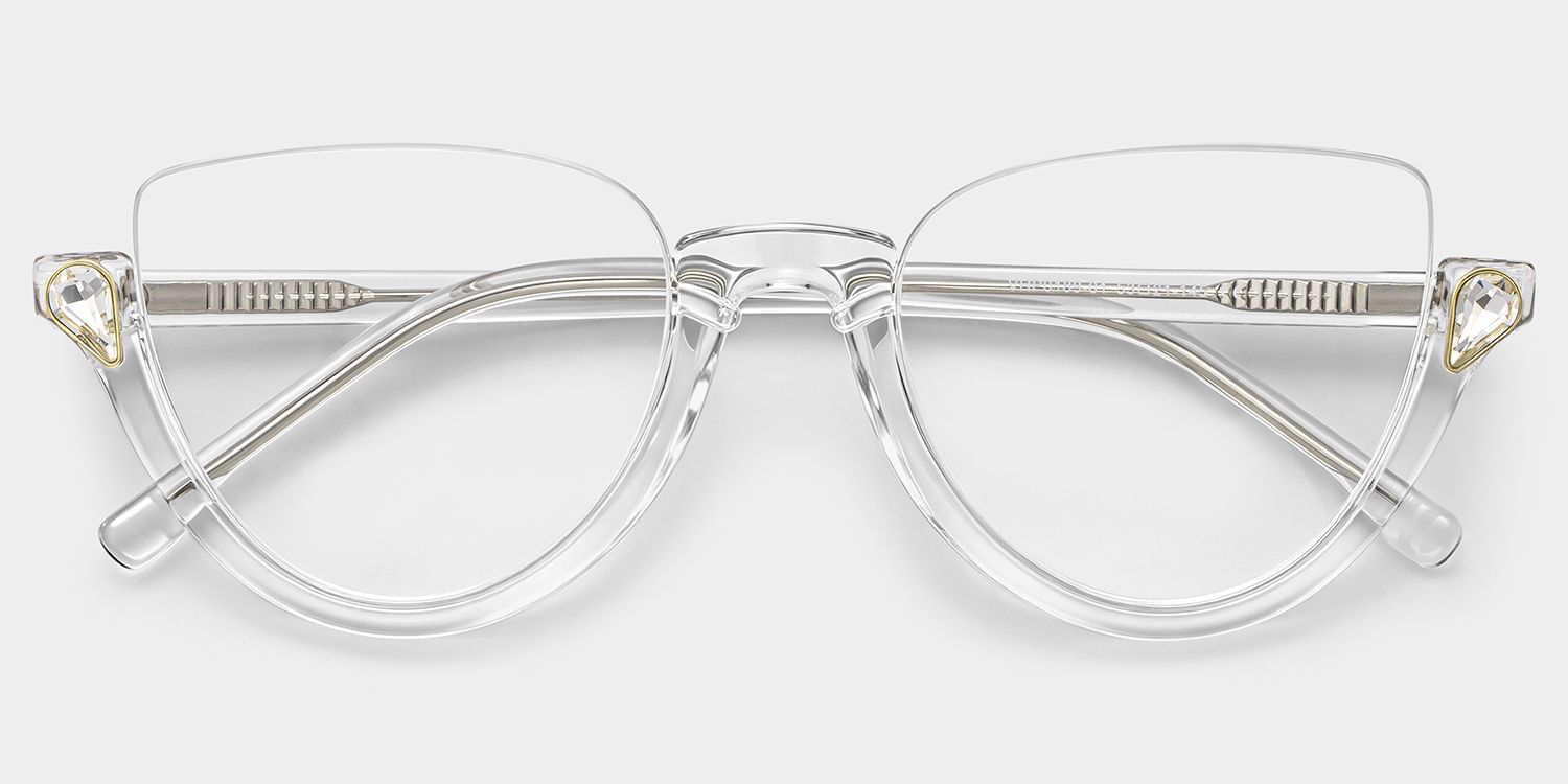 Felicia Clear Semi-Rimless Cat Eye Glasses for Women | ZEELOOL