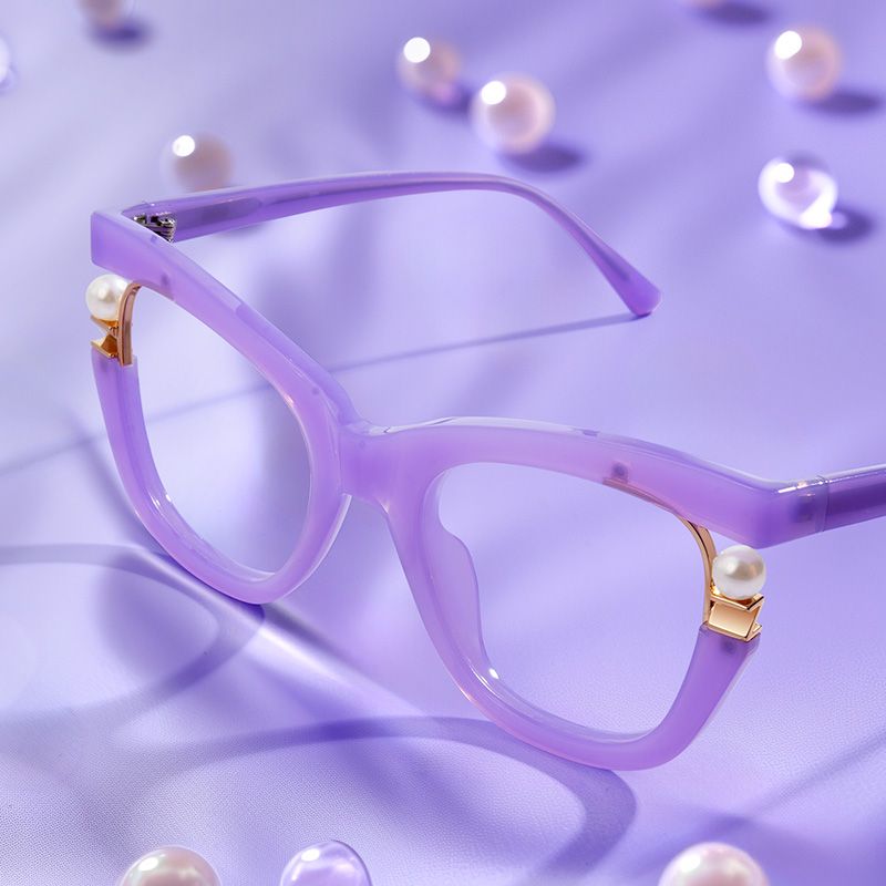 Purple Frame Blue Light Blocking Glasses with Pearl1