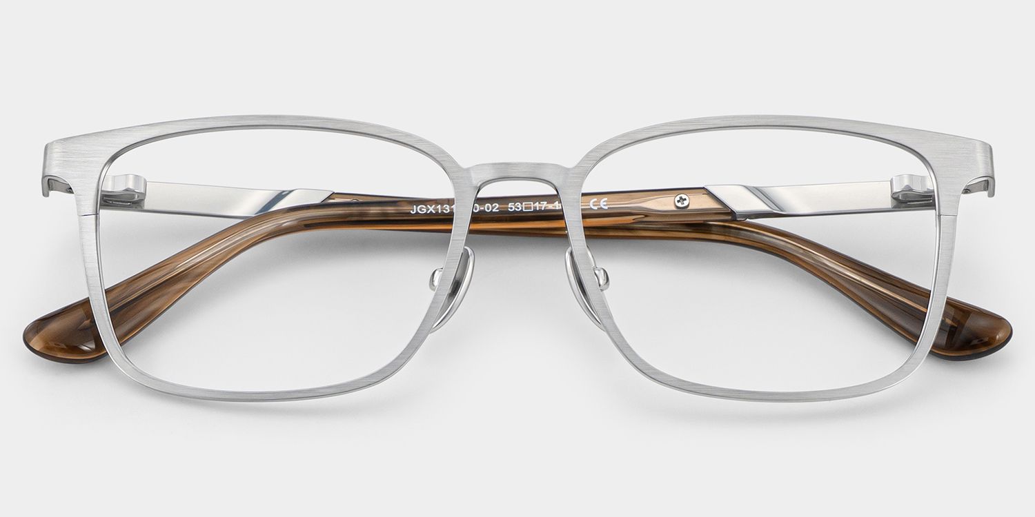 Aubrey Silver Rectangle Glasses for Men | ZEELOOL