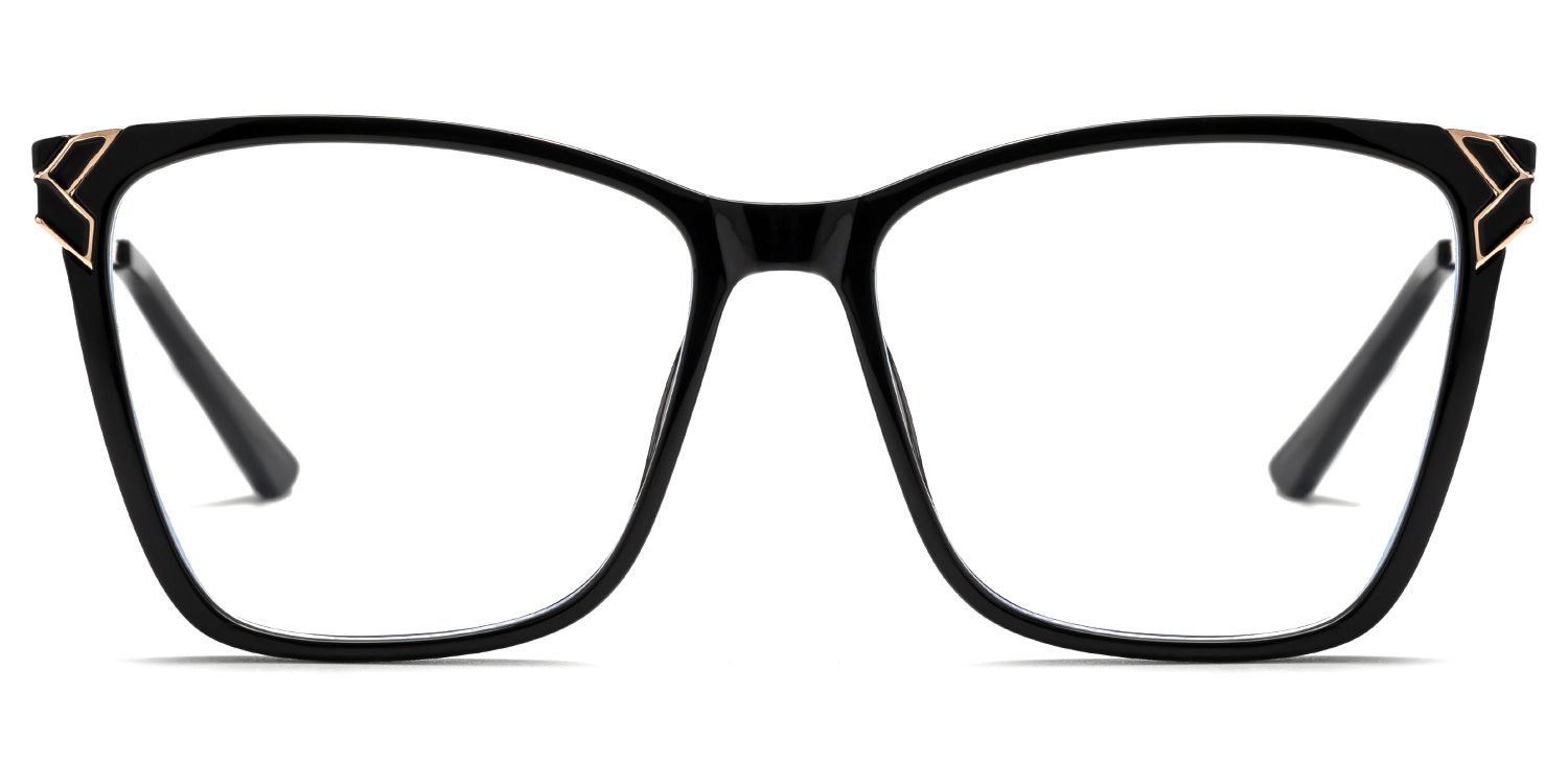 Tricee Square Black Glasses With Gold Arms For Females | ZEELOOL2
