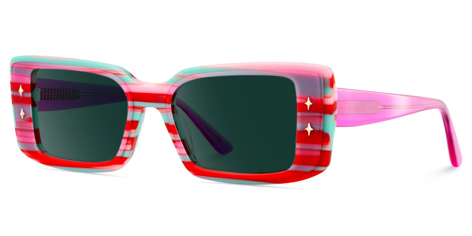 Gleam Rectangle Red Sunglasses for Women & Men | ZEELOOL2