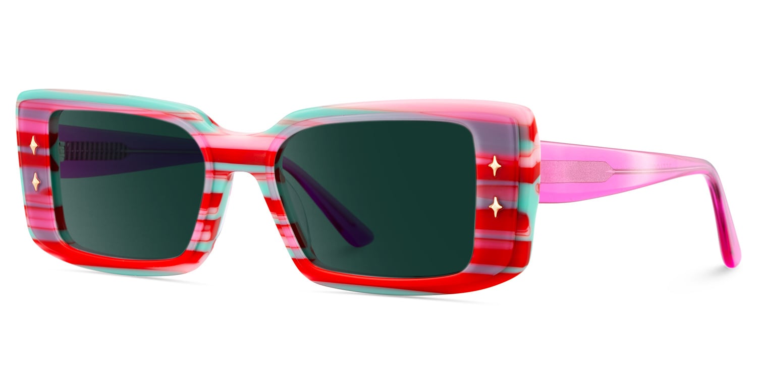 Gleam Rectangle Red Sunglasses2