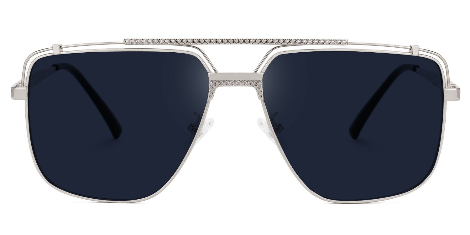 Arellano Metal Matte Silver Frame Sunglasses with Aviator Shape | Zeelool0