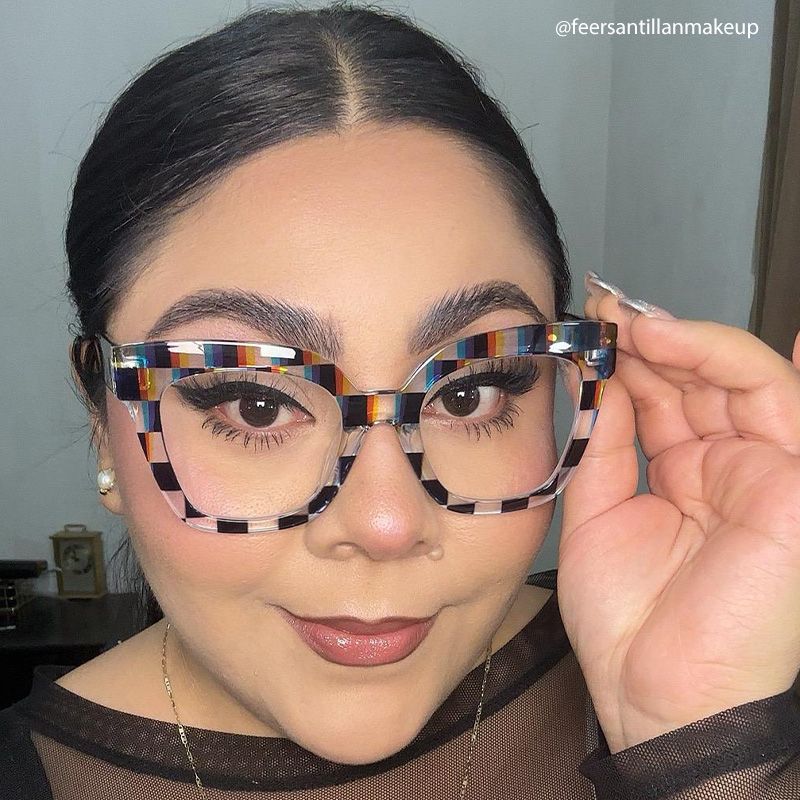 Geek Chic Malcolm Checkered Square Frame Glasses5