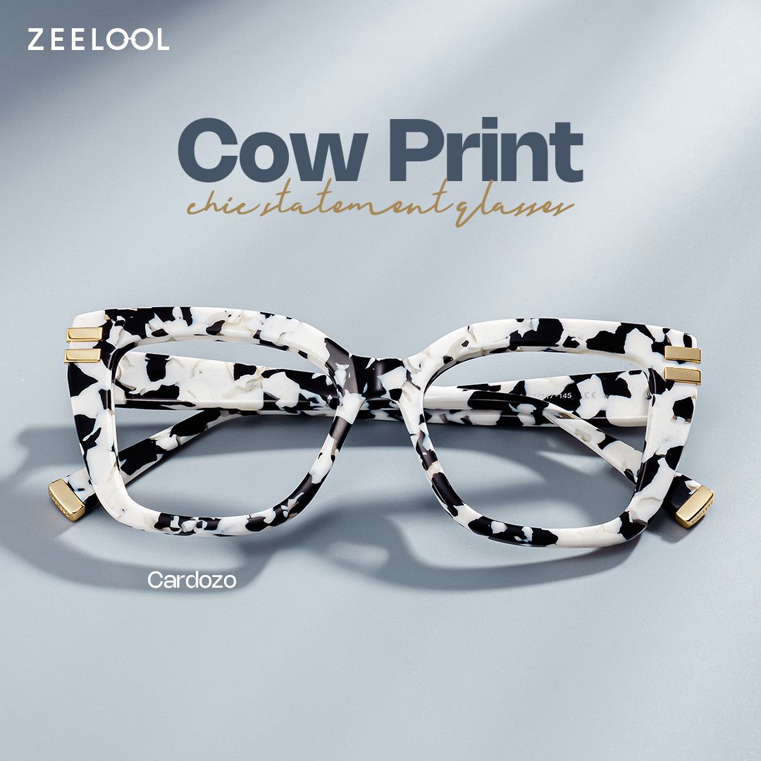 Cow Print Glasses with Square Frames0