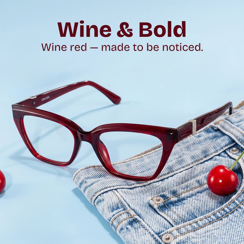 Quincy Red Cat-eye Glasses