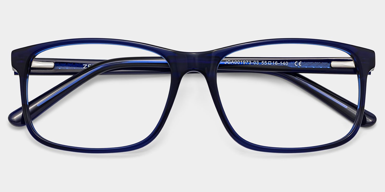 Connie Blue Rectangle Acetate Frame Glasses for Men | ZEELOOL1
