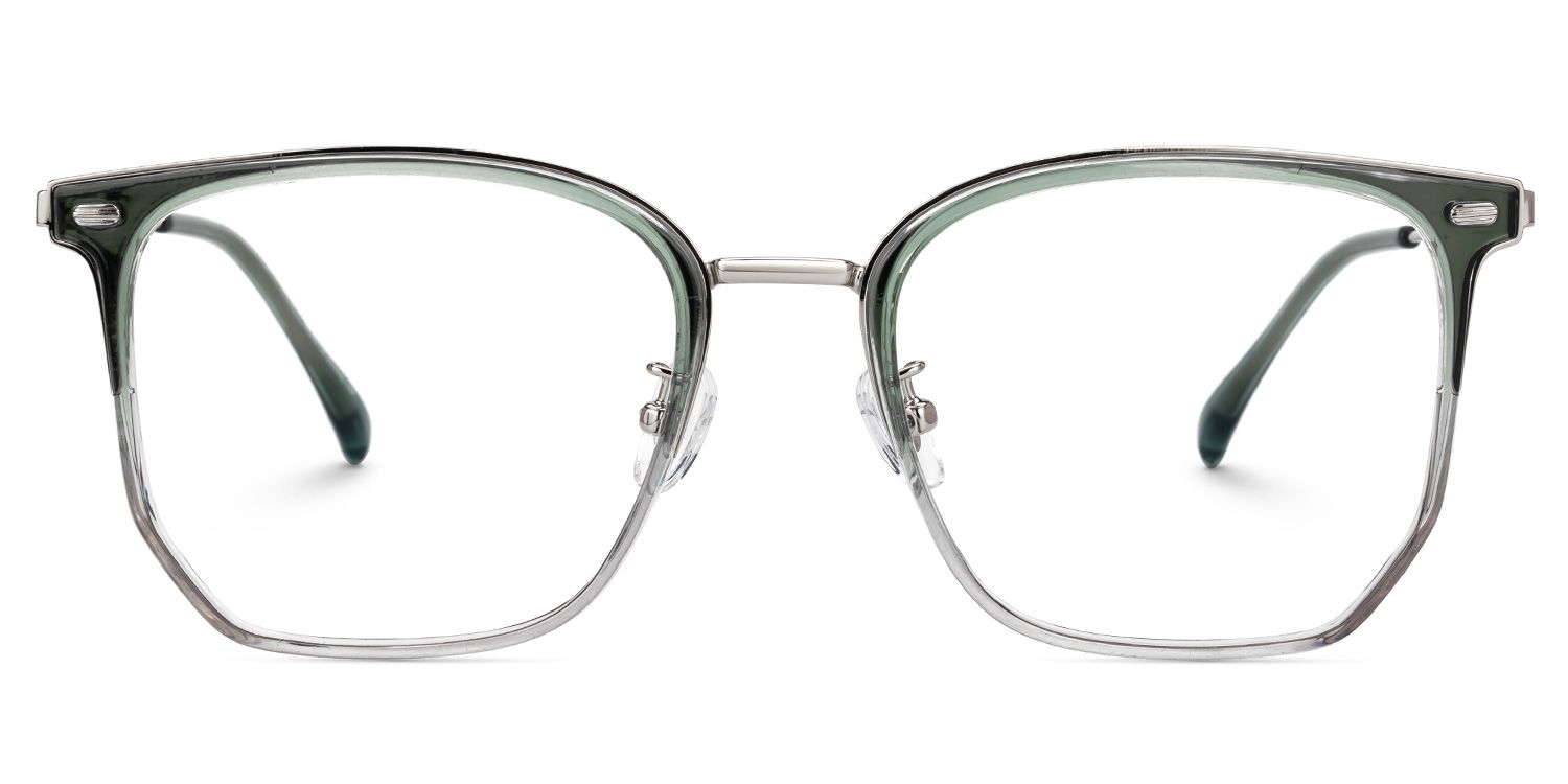 Roque Mixed-material Geometric Green Frame Glasses | Zeelool0