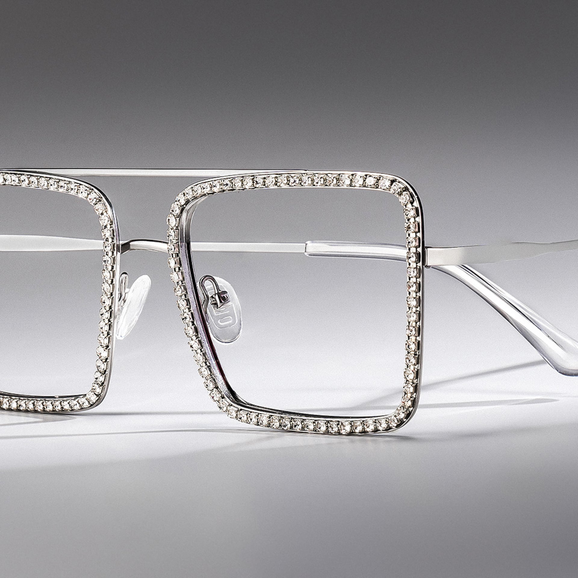 Diva Sparkle Glitter Glasses, Silver Eyeglass Frames0