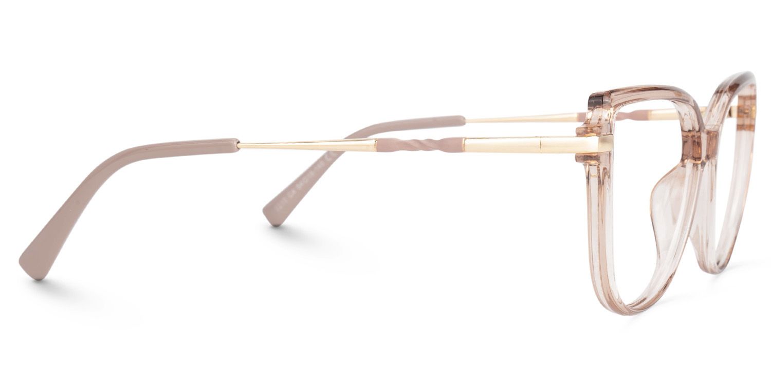 Eisan Thin Beige Eyeglass Frames with Cateye | Zeelool2