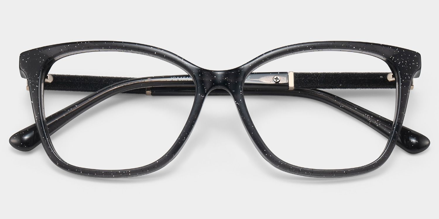 Finnian Square Black Glitter Glasses Frames for Women | ZEELOOL2