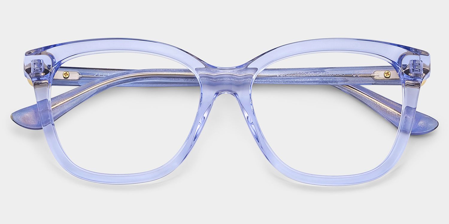 Isabella Clear Blue Square Eyeglass Frames for Sale | ZEE...1