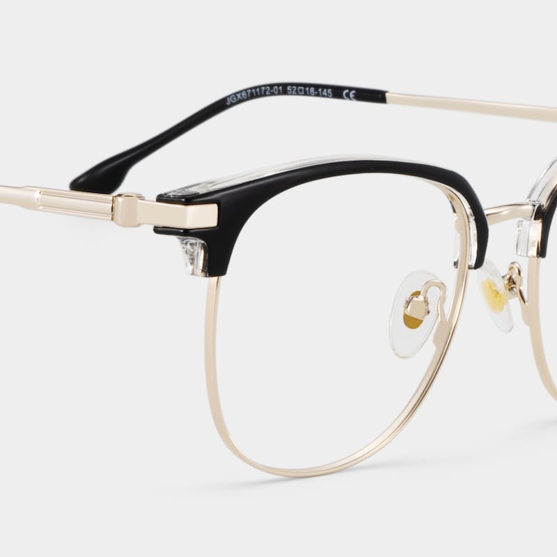 Oversized Browline Glasses With Black and Matte Gold Color5