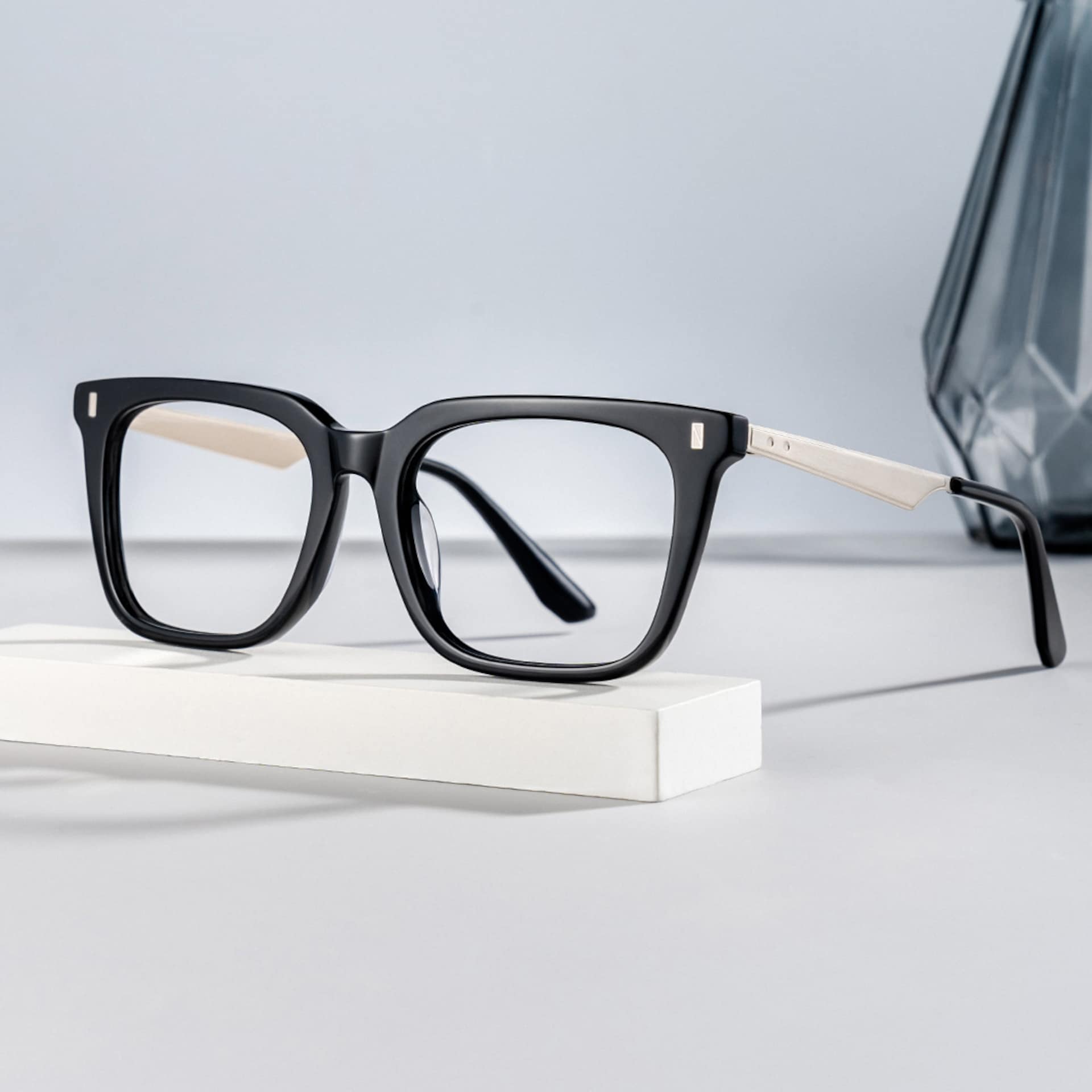 Brook Black Rectangle Prescription Glasses | Zeelool0