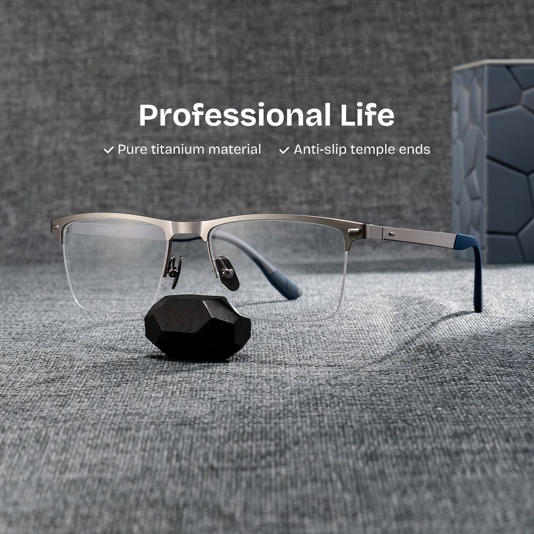 Browline Silver Eyeglasses- Brock Titanium Frame Glasses2