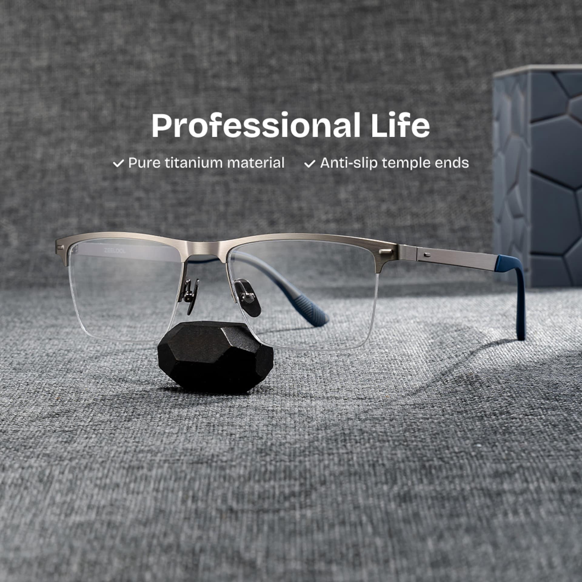 Browline Silver Eyeglasses- Brock Titanium Frame Glasses2