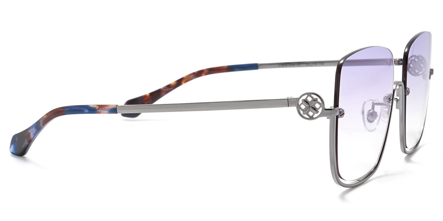 Charie Rectangle Style Light Purple Frame Sunglasses | ZEELOOL2