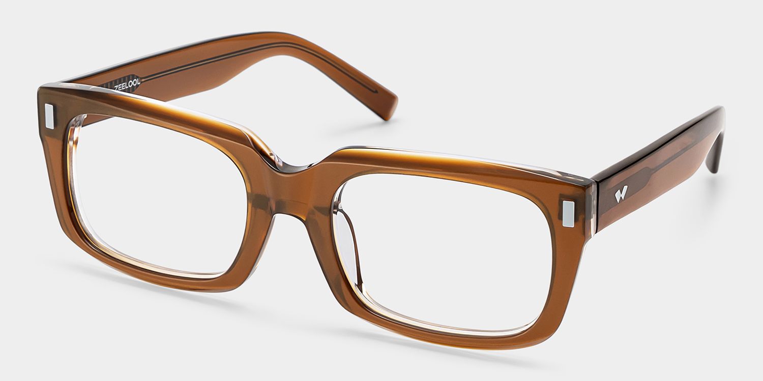 Fayssel Brown Rectangle Acetate Frame Glasses for Men | ZEELOOL3