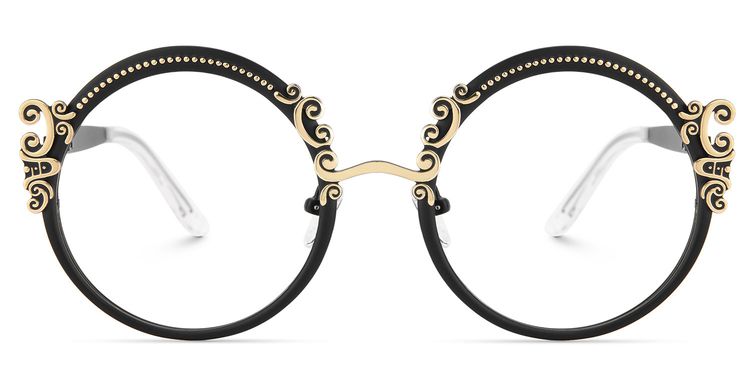 Nelida Round Black Gold Glasses