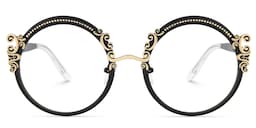 Nelida Round Black Gold Glasses0
