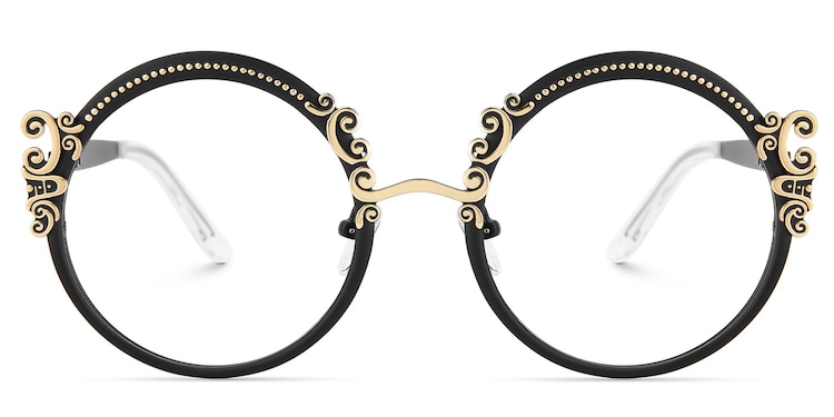 Nelida Round Black Gold Glasses