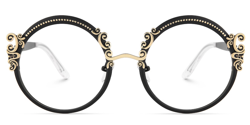 Nelida Round Black Gold Glasses