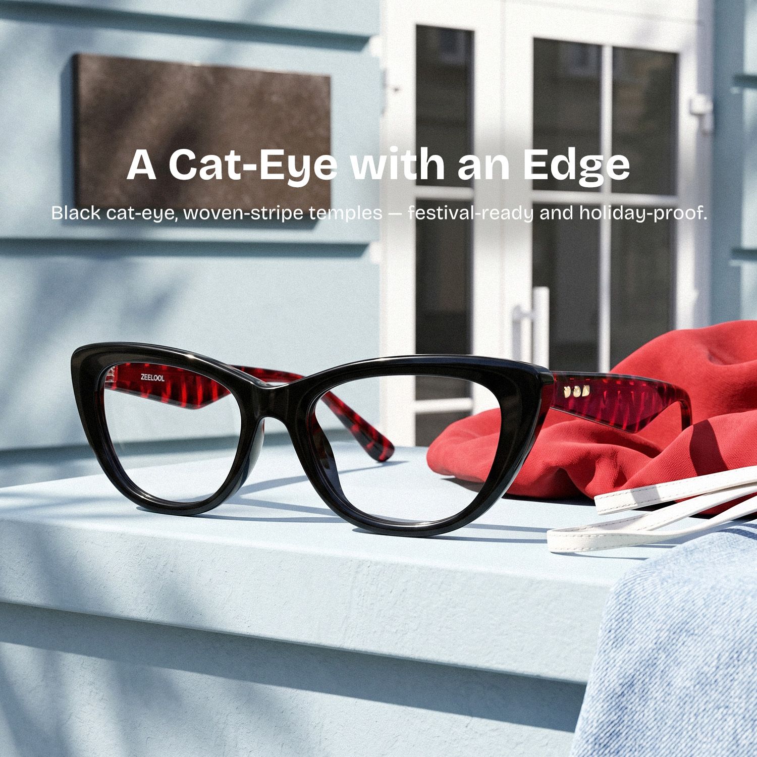Amabel Black Cat-Eye Glasses | ZEELOOL0