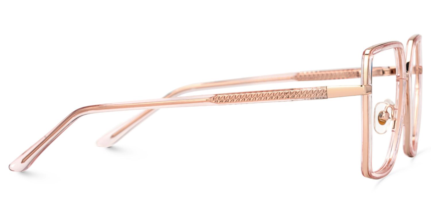 Jill Transparent Matte Pink Eyeglasses in Square Frame2