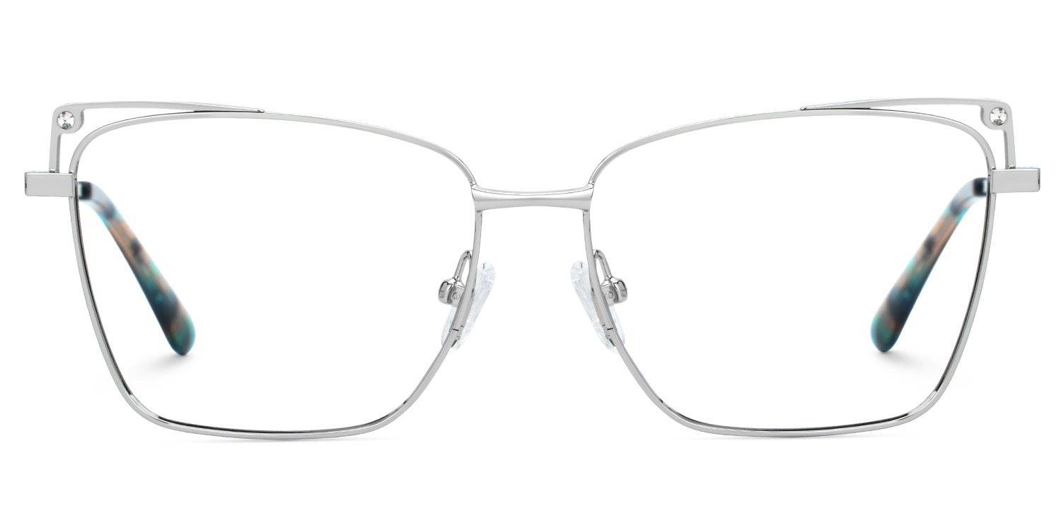 Rectangle Silver Metal Eyeglass Frames | Zeelool0