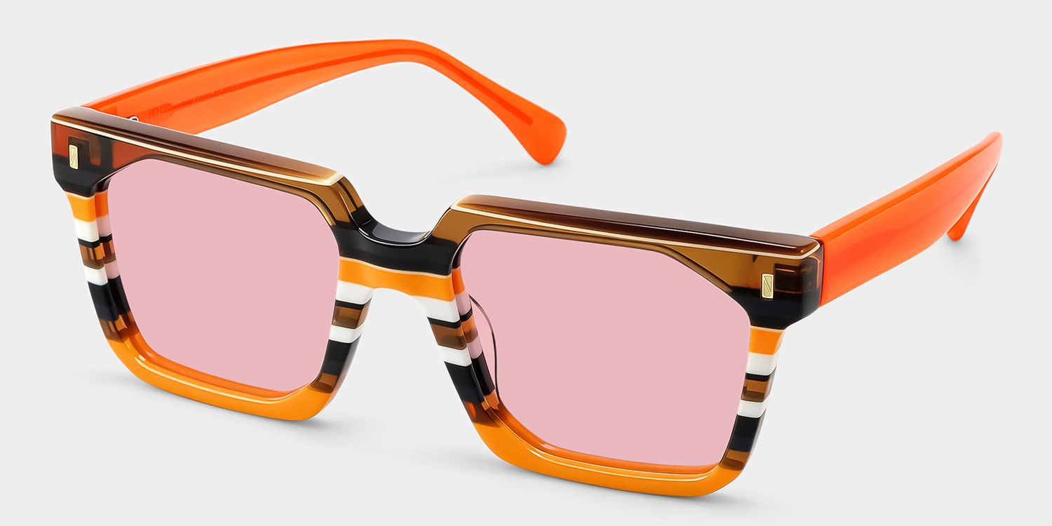 Laguer Orange Rectangle Sunglasses to Frame Your Face | ZEELOOL2