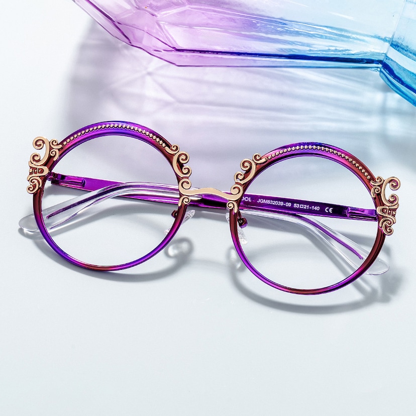 Nelida Round Purple Glasses
