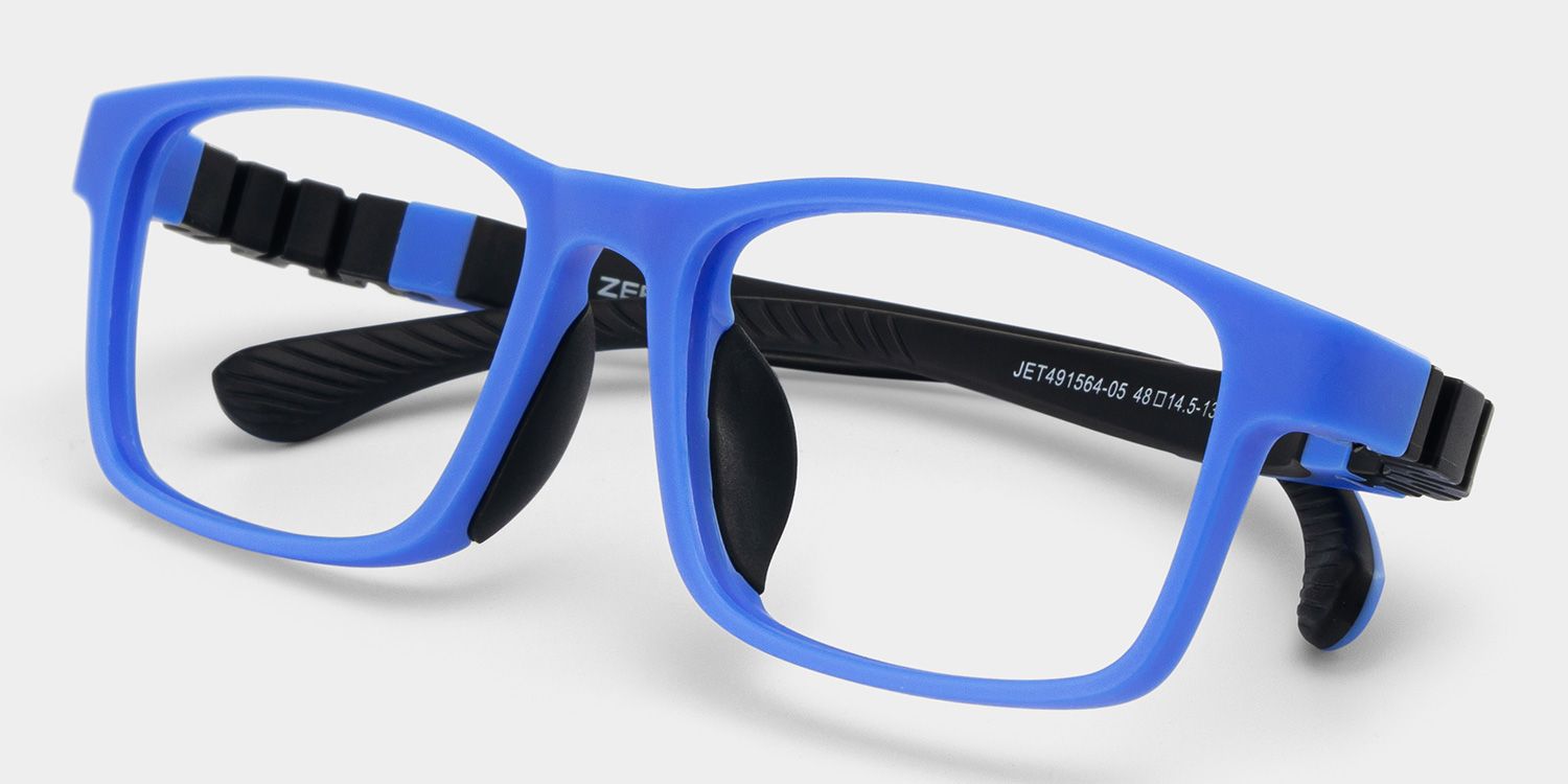 Kids Rectangle Blue Amaker Frame Glasses | Zeelool1